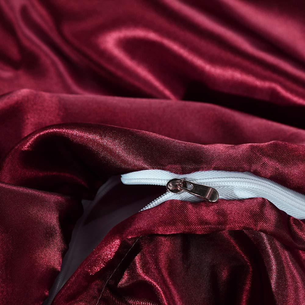 Erosebridal Erosebridal Hotel Quality Burgundy Duvet Cover Set Twin/Single Size Silk Like Satin Bedding Sets Summer Reversible Quilt/Comforter Cover Honeymoon Sexy Luxury Soft Microfiber Bedding Collection