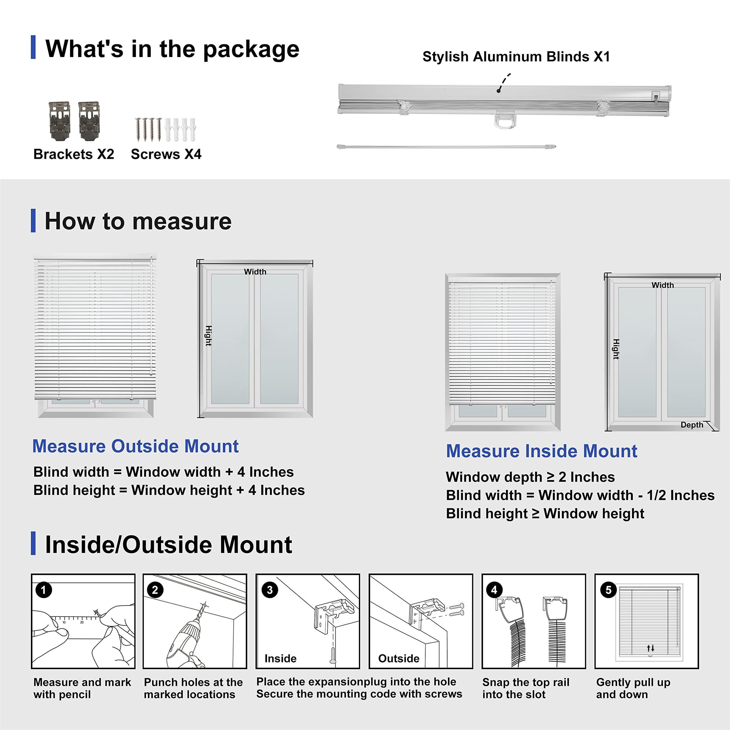 Sulugood Sulugood Aluminum 1" Cordless Horizontal Mini Blinds Window Shades Custom Room Darkening Blinds & Shades for Home Office Bathroom Living Room Fruit Green,44" W x 39" H