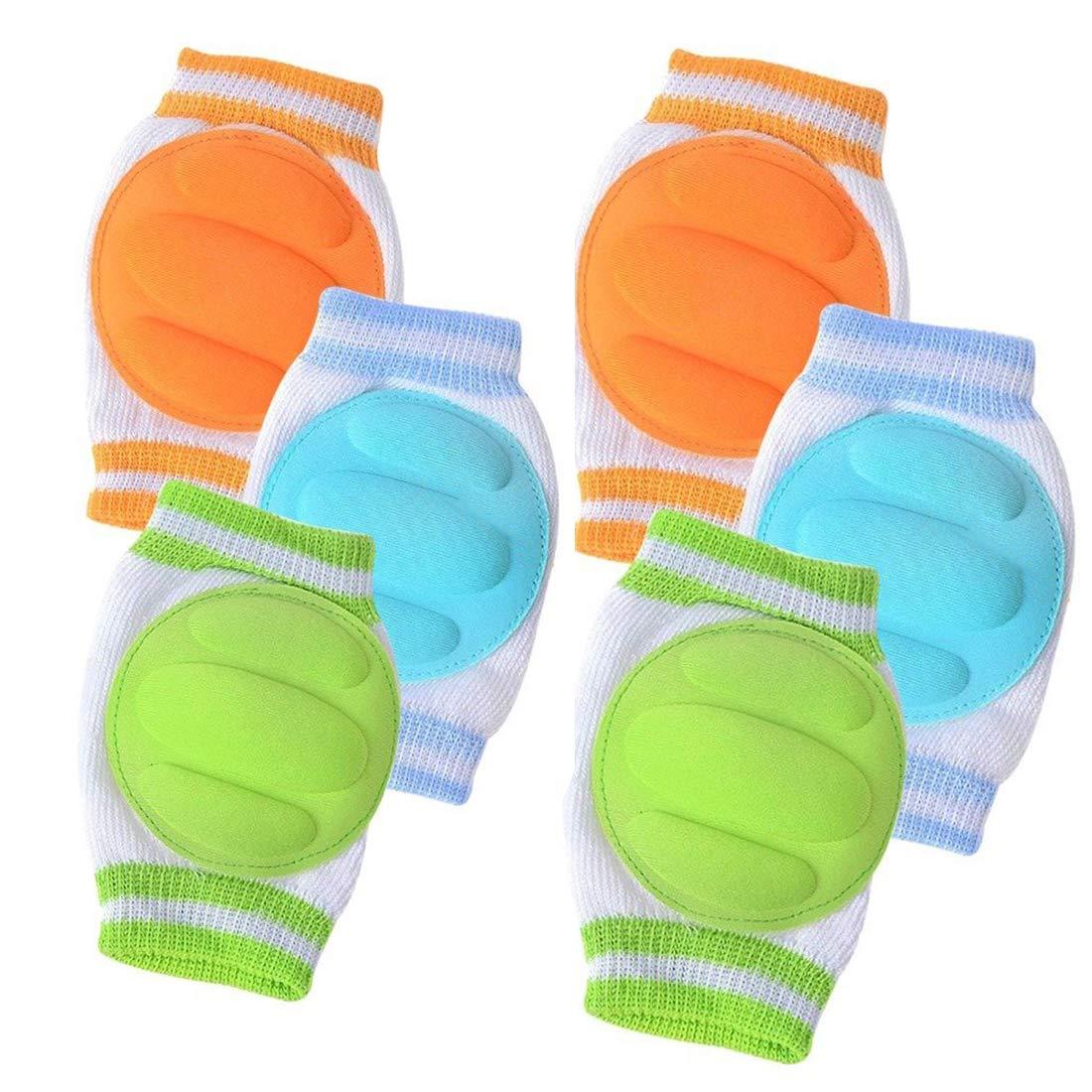 fantastic me 3 Pairs Baby Knee Pads for Crawling - Adjustable Breathable Waterproof Safety Protector, Elastic Knee Elbow Pads for Babies, Toddlers, Infants, Boys, Girls, Kids, Unisex (A)