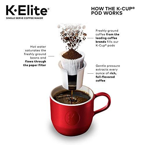 Keurig Keurig K-Elite Single Serve K-Cup Pod Coffee Maker, with Strength and Temperature Control, Iced Coffee Capability, 8 to 12oz Brew Size, Programmable, Brushed Gold