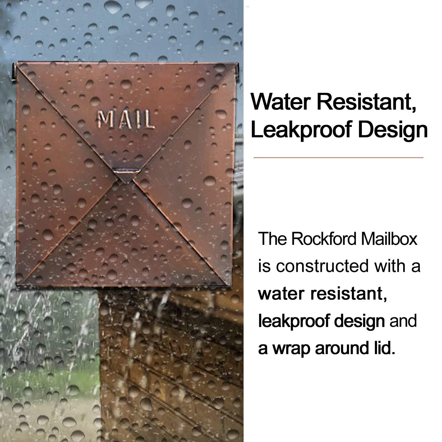 NACH NACH Mailboxes for Outside Wall Mount, 10 x 10 x 4 inch Antique Copper Mail Boxes for House Outside, Waterproof Mailboxes for Outside - Chicago Style Mail Box