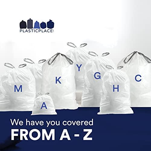 Plasticplace Plasticplace Custom Fit Trash Bags, Compatible with simplehuman Code U (100 Count) White Drawstring Garbage Liners 14.5-21 Gallon/ 55-80 Liter 26.5\" x 32\"