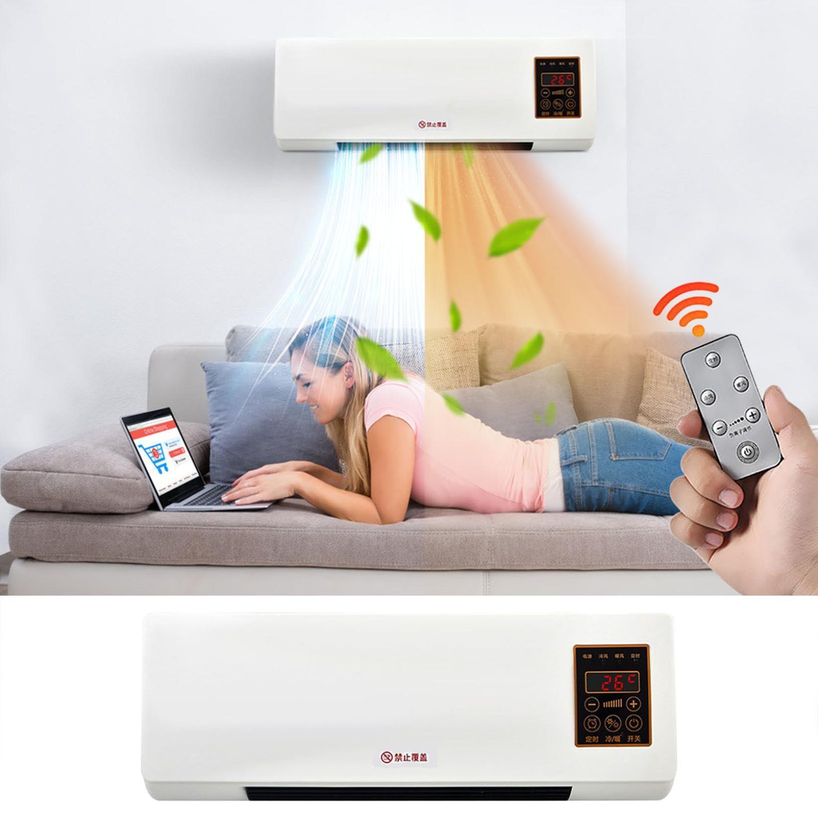 HomeLoft Basics 2024 New Portable Smart Wall Mounted Air Conditioner Fan, Air Conditioner and Heater, Air Cooling Heating Fan for Bedroom Living Room Office with Remote Control