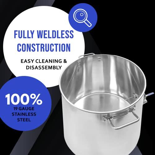 Concord Cookware CONCORD Stainless Steel Home Brew Kettle Stock Pot (Weldless Fittings) (40 QT/ 10 Gal)