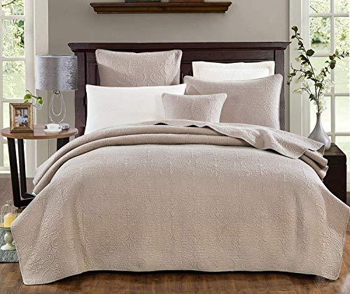 DaDa Bedding Collection DaDa Bedding Elegant Matelasse King Size Bedding Set - 108x100 Cotton Quilted Coverlet in Neutral Tan - Lightweight, Breathable and Textured for a Luxurious Night\'s Sleep