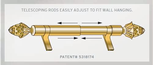 Zoroufy Zoroufy Legacy Adjustable Wall Hanger Collection | 1/2" + 5/8" Tubular Brass Rods with Pineapple Finials (28 in - 48 in, Antique Pewter)