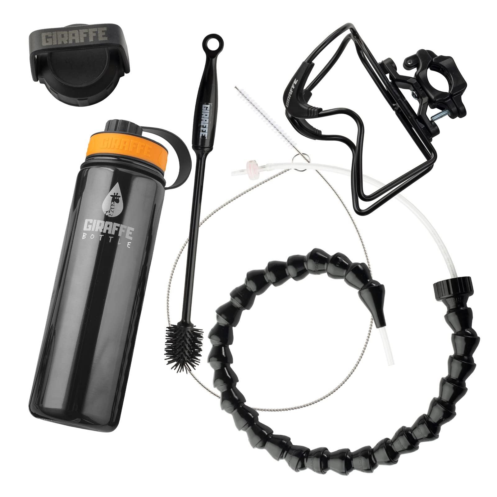 Giraffe Bottle Giraffe Bottle Tower Hands Free Drinking System, Insulated Stainless Steel Bottle, with Round Tube Mounted Bottle Holder (Length 30 in / 76 cm)