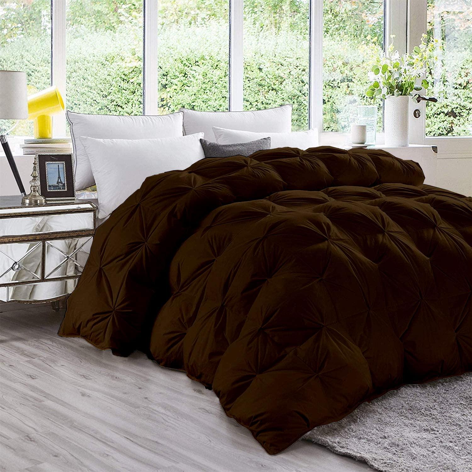 Jackson Hole Home Jackson Hole Home Brown Luxurious Down Comforter- Queen Size 88 x 92 Inches 1 Piece All-Season Duvet Insert, 500 GSM with Corner Tabs 100% Egyptian Cotton (Brown Solid)