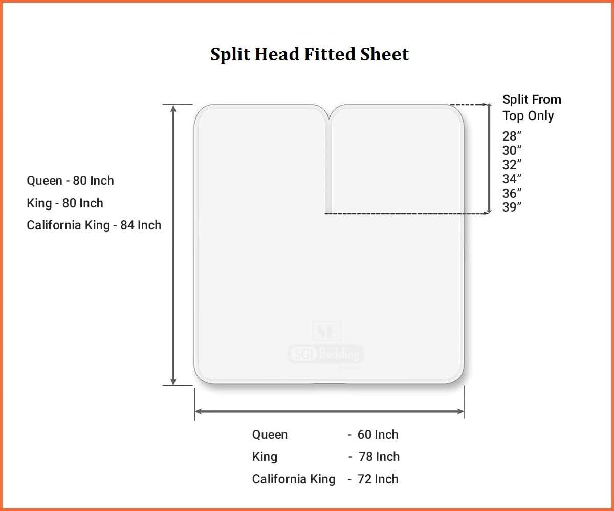 Shreem Linen Split Head Flex King Sheets for Adjustable Beds, Flex Top King Sheets for Sleep Number Bed 100% Egyptian Cotton - 4Pcs Sheet Set -36\" Top Split Sheets to fit Upto 16\" Deep Mattress (White Solid)