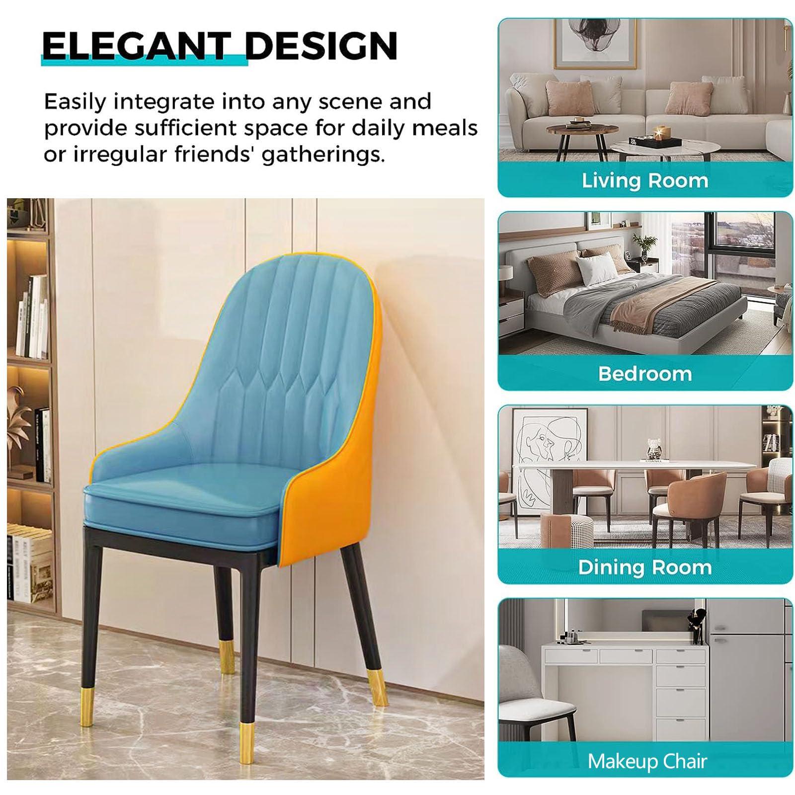 Meedlopia Chairs Dining Chair Set of 4 with Open Back Velvet Dining Chairs Faux Leather Upholstered Chair Mid Century Modern Dining Chairs Dining Living Room Chairs with Gold Metal Legs, Luxury Dining Chairs