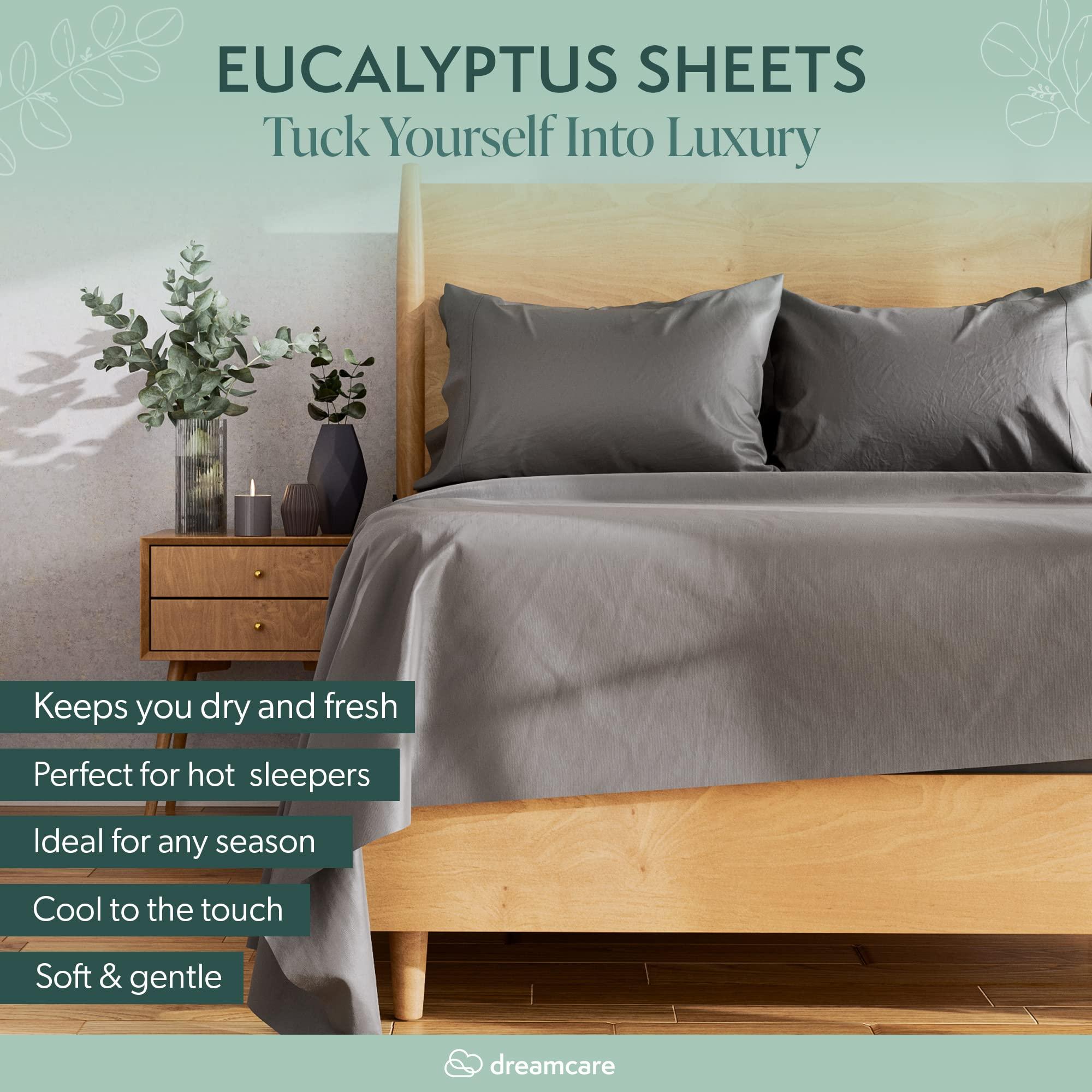 DREAMCARE 100% Eucalyptus Sheets, Tencel Sheets, California King Sheets, Lyocell Sheets | Eucalyptus Sheet, Cool Sheets for Hot Sleepers, California King Sheet Sets | Deep Pocket + 2 Side Pockets - 6 pcs