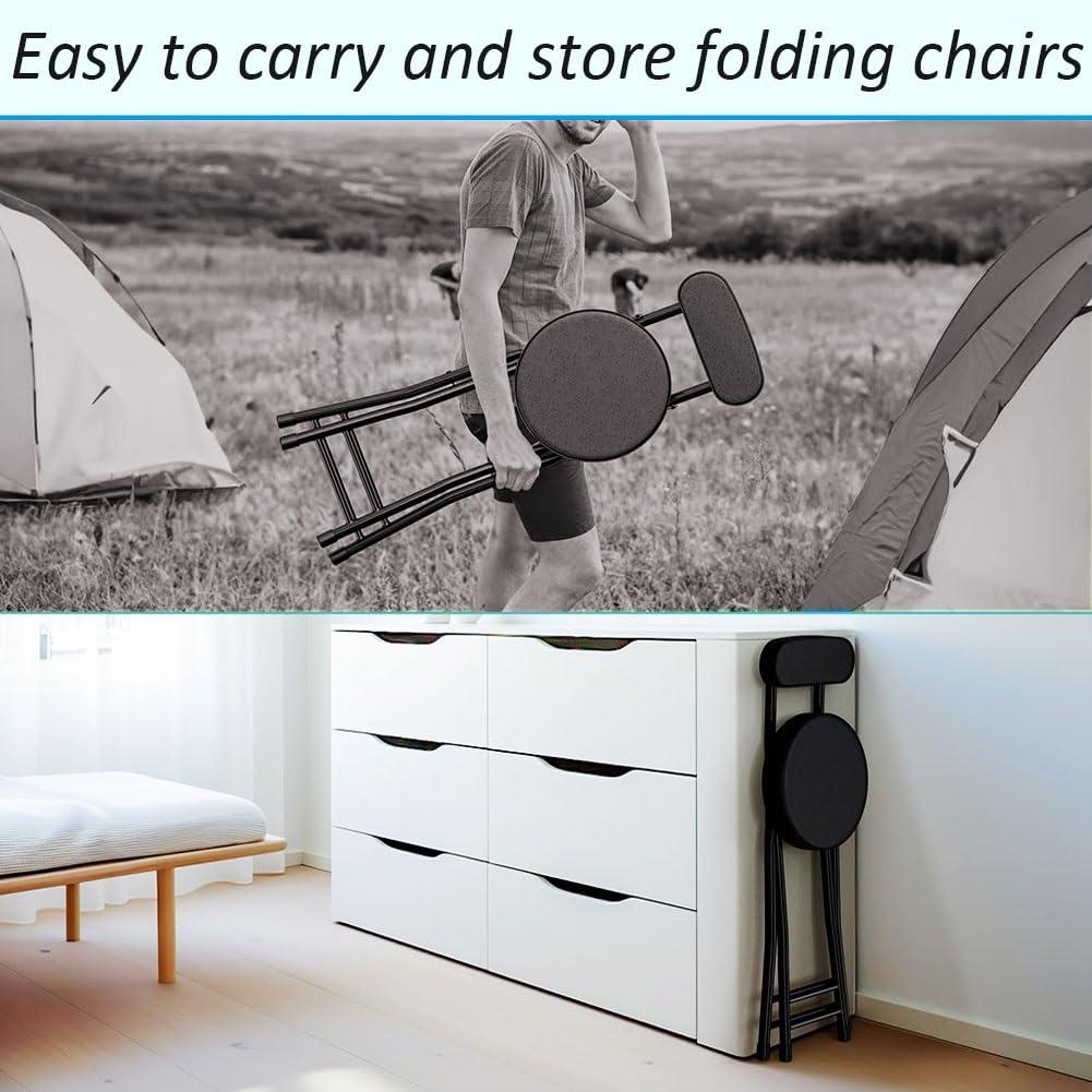 D Ger Store 18inch Cushioned Padded Folding Bar Stool, Portable Chair Stool with 220lbs Capacity, for Kitchen Living Room Garden Camping