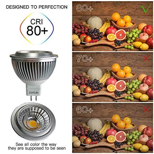 JSVSAL JSVSAL 4 Pack,MR16 GU5.3 LED Bulbs, 5 Watt, Dimmable 450 Lumen, 36 Beam Angle, AC/DC 12V, 50W/60W Halogen Equivalent, Recessed/Landscape LED Lighting (2800K/Warm White)