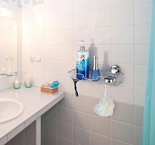 SANNO SANNO Suction Cup Shower Caddy Storage Combo Organizer, No Damage Bath Shelf Suction Cup Shower Basket,Rustproof Wire Bathroom Accessories - Rustproof Stainless Steel