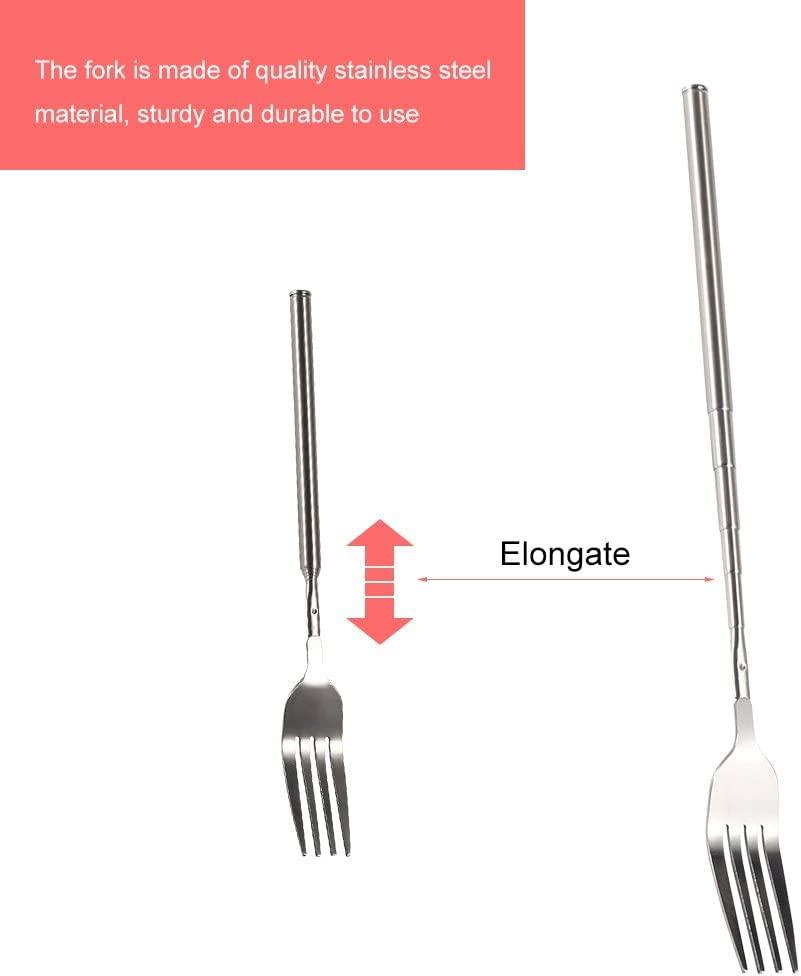 LIZEALUCKY Telescopic Fork,Extendable Fork,Extending Fork,64cm Long Stainless Steel Retractable Fork Extendable Dinner Fruit Dessert Fork Cutlery 8.7-25.4inch
