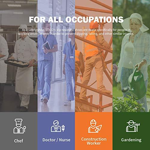 Stico Stico Men\'s Slip Resistant Chef Clogs, Professional Non-Slip Work Shoes with Air Vents for Restaurant Hospital Nursing Garden [Black/US Men 5]