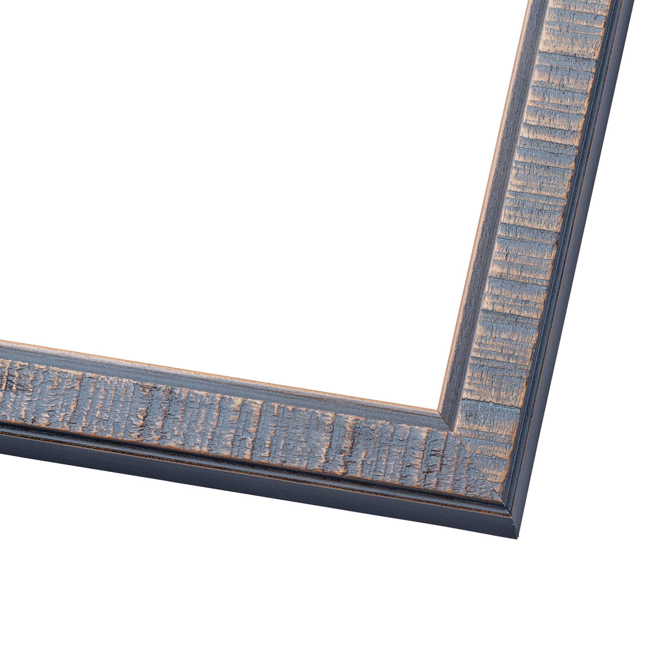 CustomPictureFrames.com 16x11 Frame Blue Kingsley Pewter Solid Wood Picture Frame Width 0.75 Inches |Interior Depth 0.5 Inches | Kingsley Pewter Frame with UV Acrylic, Foam Board Backing & Hanging Hardware