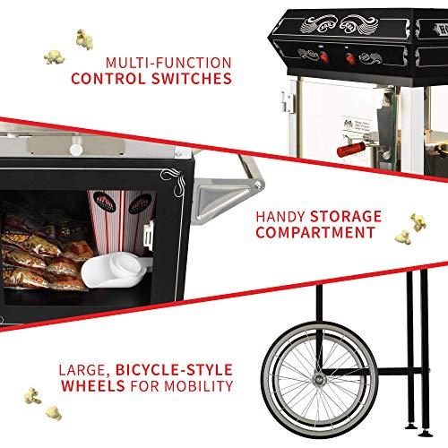 Funtime Funtime Sideshow Popper 4-Ounce Hot Oil Popcorn Machine with Cart, Black/Silver