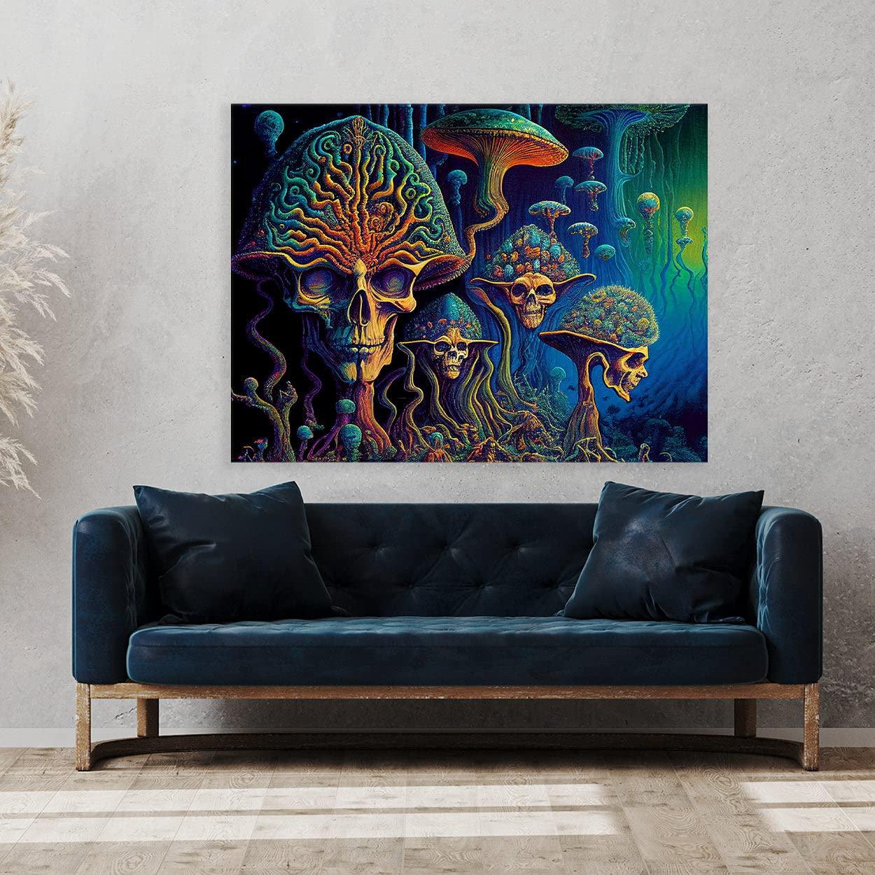 Sense Canvas Sense Canvas Dmt Trippy Psychedelic Mushroms 72 Canvas Art - Home Decor Wall Art Print Poster Painting Large 40x30 / 0.75\"