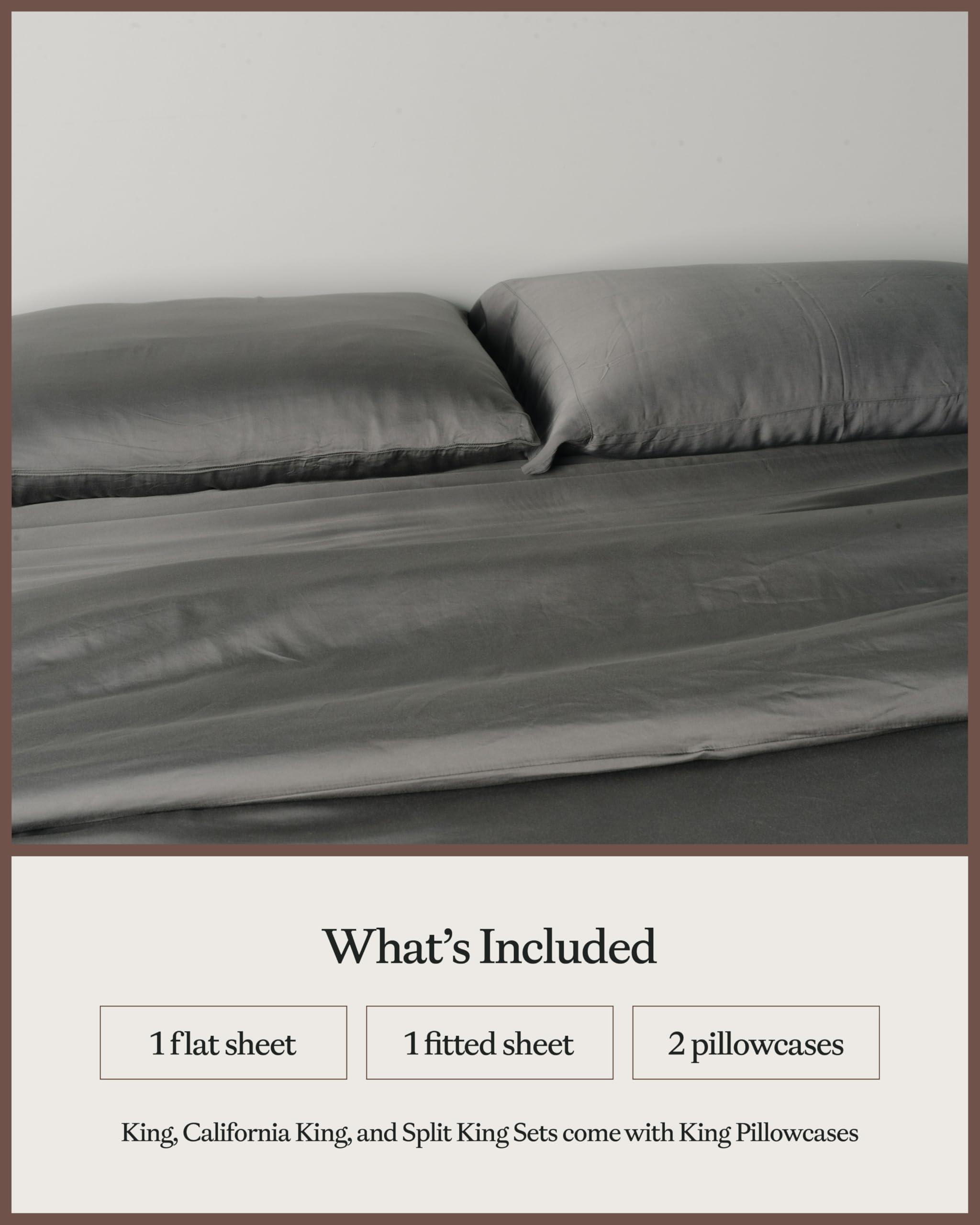 Cozy Earth Cozy Earth Luxury Bed Sheet Set - 100% Viscose from Bamboo Fabric, Ultra-Soft & Breathable, Fits Regular & Deep Pocket Mattresses up to 20\" - 4 Pieces King Sheet Set Charcoal Grey