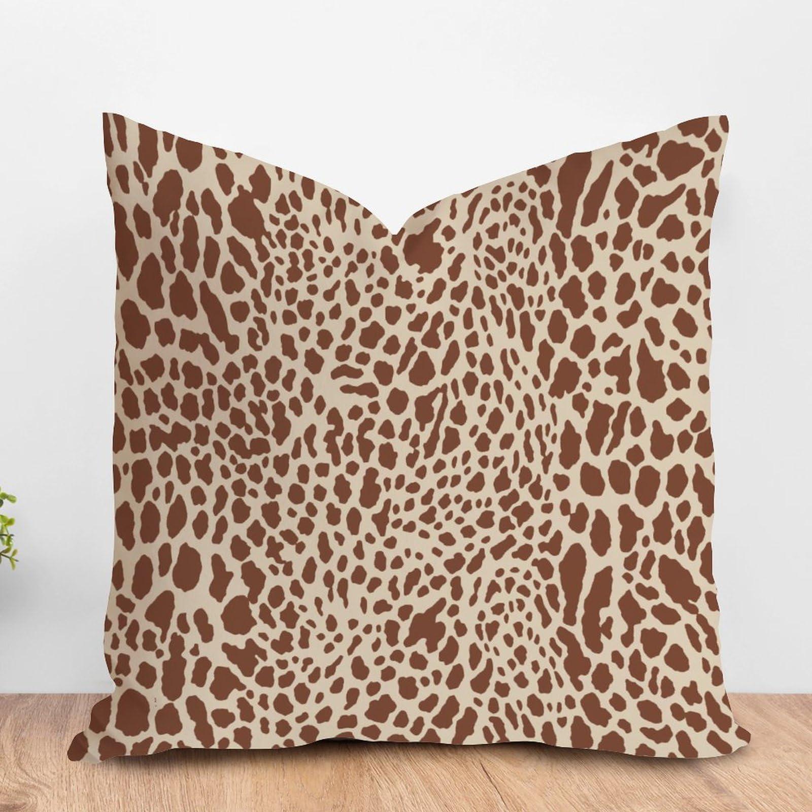 ArogGeld ArogGeld Throw Pillow Cushion Neutral Brown Cheetah Animal Print Pillow Covers Leopard Print Animal Spots Cream Brown Pillowcase Farmhouse Decor for Sofa Couch Car Chair 16x16in White Flax