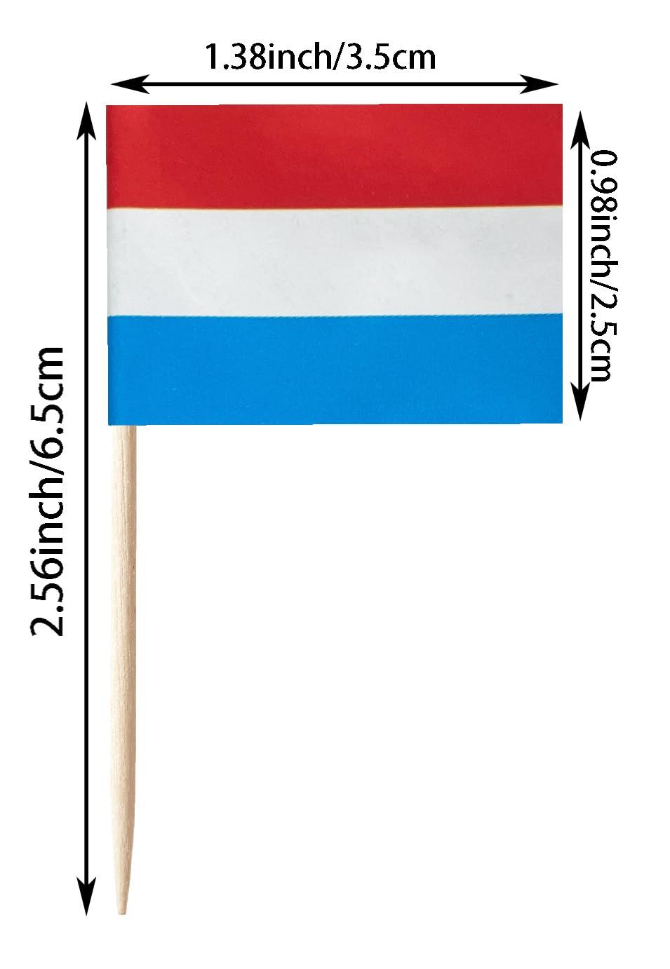 stidsds stidsds 100 Pcs Luxembourg Flag Luxembourgers Toothpick Flags Mini Small Luxembourg Cupcake Toppers Stick Flags Banner Party Cocktail Fruit Decoration