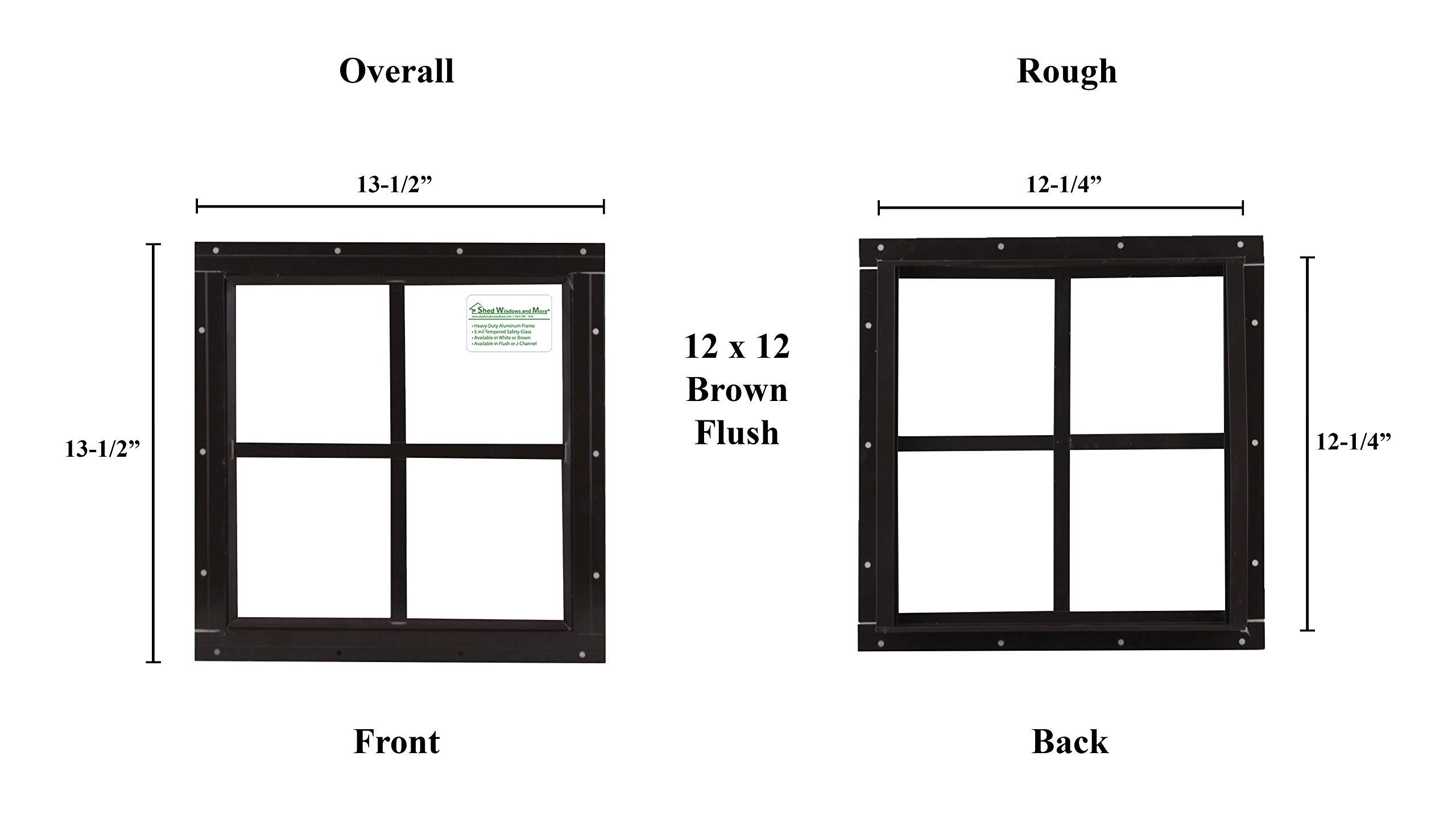 Shed Windows and More Shed Windows and More, Shed Window Square 12\" x 12\" Brown Flush Mount with Safety Glass