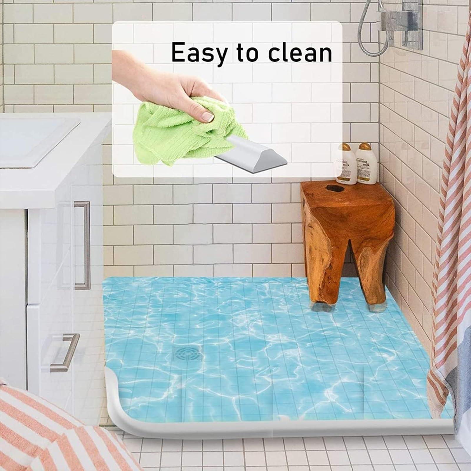 CUTSUGOK CUTSUGOK Clear Wet Room Floor Barrier Self-Adhesive Water Stopper Silicone Shower Door Threshold Water Dam for Kitchen Sink,Bathroom Floor,Shower Tray(White,1M)