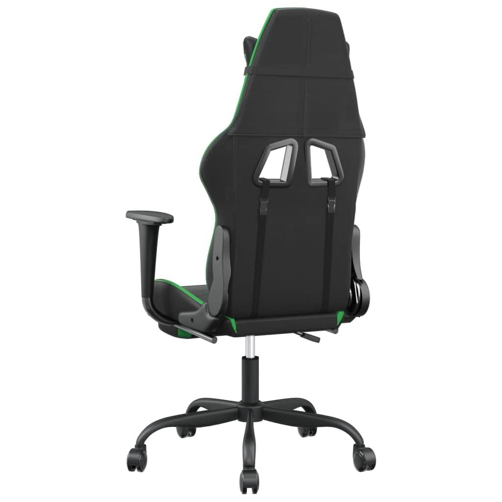 PSFANMZX Massage Gaming Chair with Footrest,Gaming Chair with Footrest,Gaming Chair,Office Chair with Foot Rest,Gaming Chairs for Adults,for Office,Study Room,Game Room, Black&Green Faux Leather