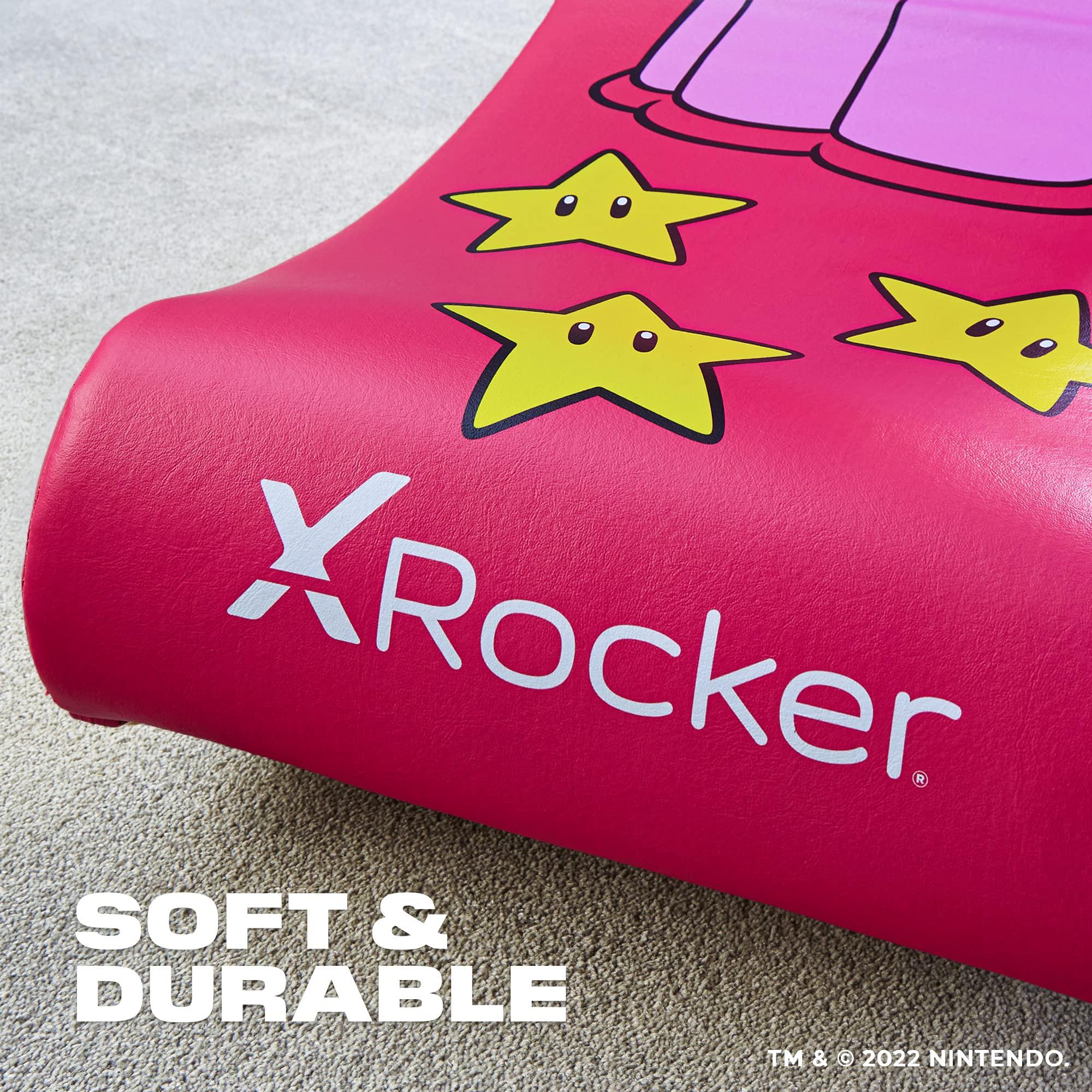 X Rocker X Rocker Super Mario Peach Video Gaming Floor Chair, Official All-Star Edition Nintendo Collectible, Faux Leather, Foldable, 5000201, 33.46\" x 16.14\" x 25.59\", Princess Peach Pink