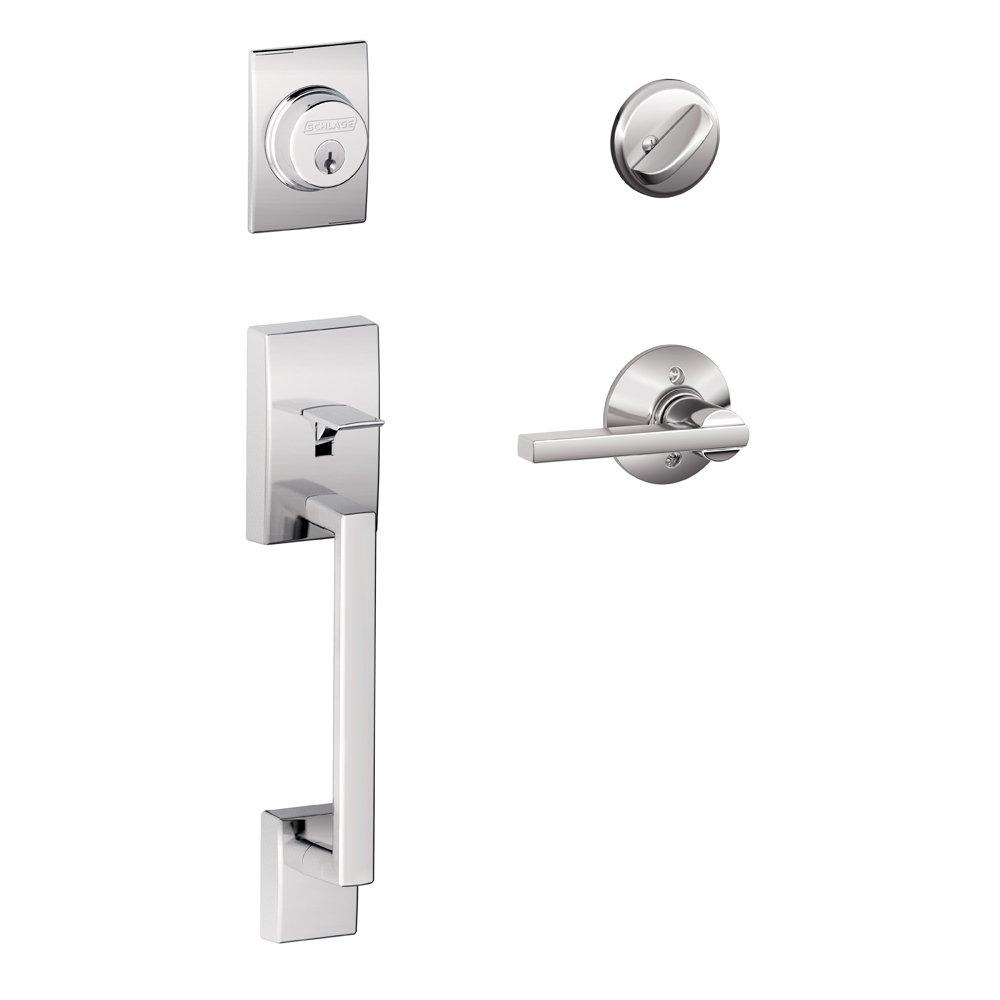 SCHLAGE SCHLAGE F60 CEN 625 LAT Century Single Cylinder Handle Set and Latitude Lever, Bright Chrome