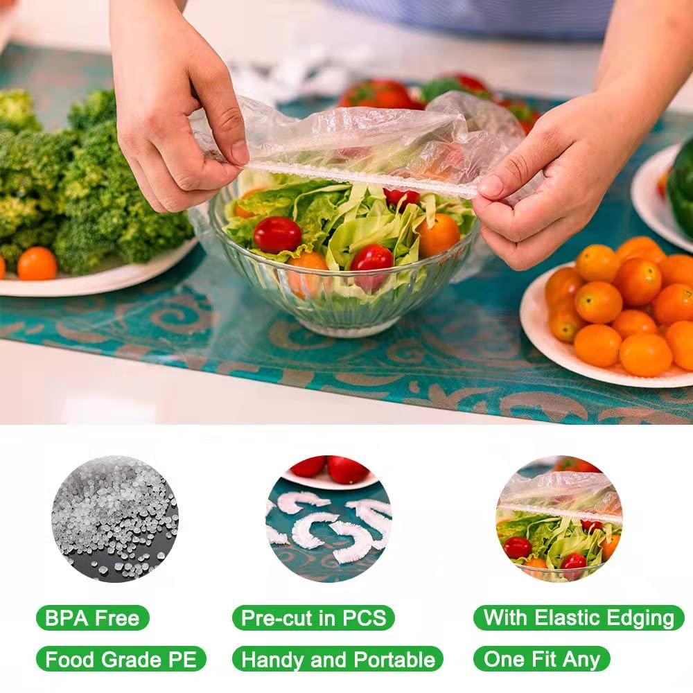 XLPYD 100PCS Upgraded Pre-cut Plastic Wrap Alternative to Foil Cling Wrap Sran Wrap,Used as Food Storage Covers, Fresh Keeping Bags 100pcs, Bowl Covers,Pot Lid,Keep Food Fresh,Cover Leftover
