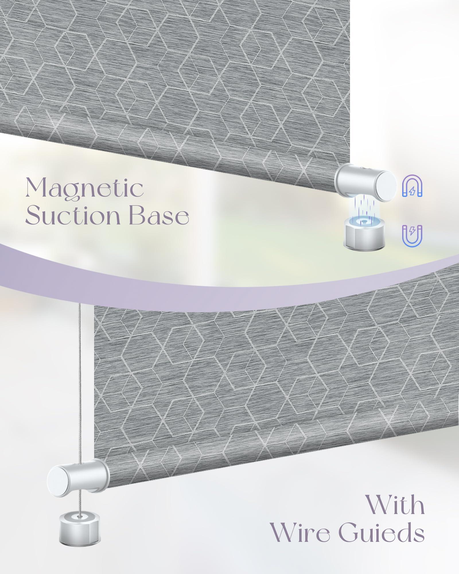 Graywind Graywind Motorized Outdoor Shades for Patio Compatible with Alexa Google Smart Sun Shades Exterior Solar Powered Blinds Electric Roller Shades for Patio Outside, Custom Size (1% Geometry Grey)