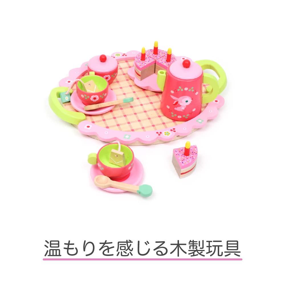 DJECO DJECO Wooden Tea Set for Girls - Play Kitchen Accessories, Princess Tea Time w/ Cake Toy for Little Girls, Pretend Play for Kids - Storytelling & Imaginative Play - Perfect for Toddlers Ages 3+