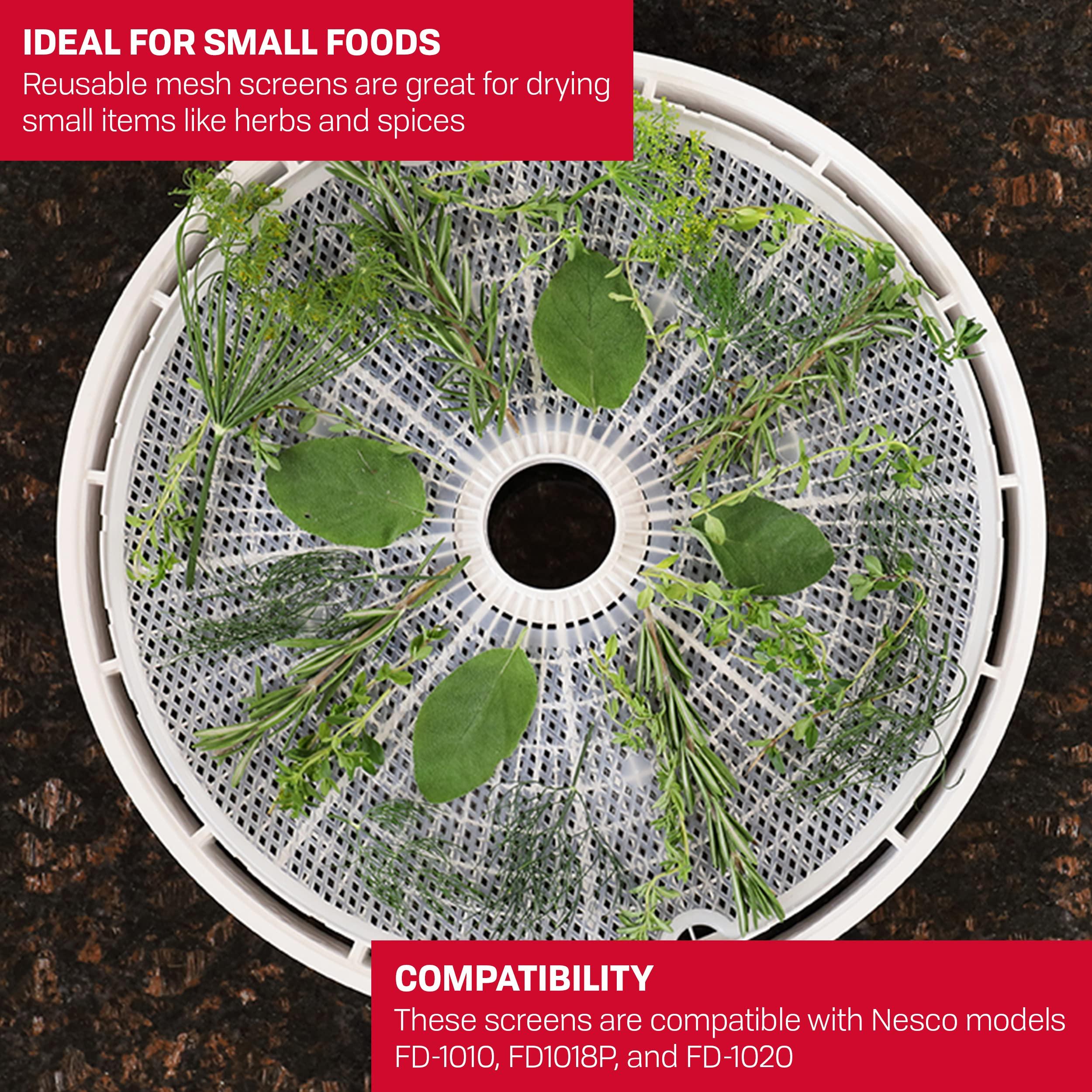 Nesco NESCO FD-75A Snackmaster Pro Food Dehydrator, For Snacks, Fruit, Beef Jerky, Gray & LM-2-6 Round Plastic Mesh 13 1/2" Clean-A-Screens, for Dehydrators, 2 Pack