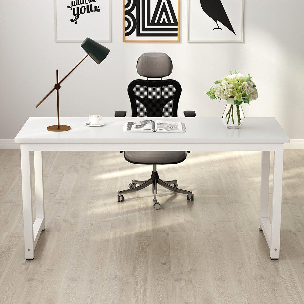 Tribesigns Tribesigns Computer Desk, 55 inch Large Office Desk Computer Table Study Writing Desk for Home Office, White + White Leg
