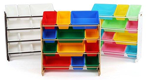 Humble Crew Humble Crew, Natural/Primary Kids\' Toy Storage Organizer with 12 Plastic Bins, 34*35*15.5inch