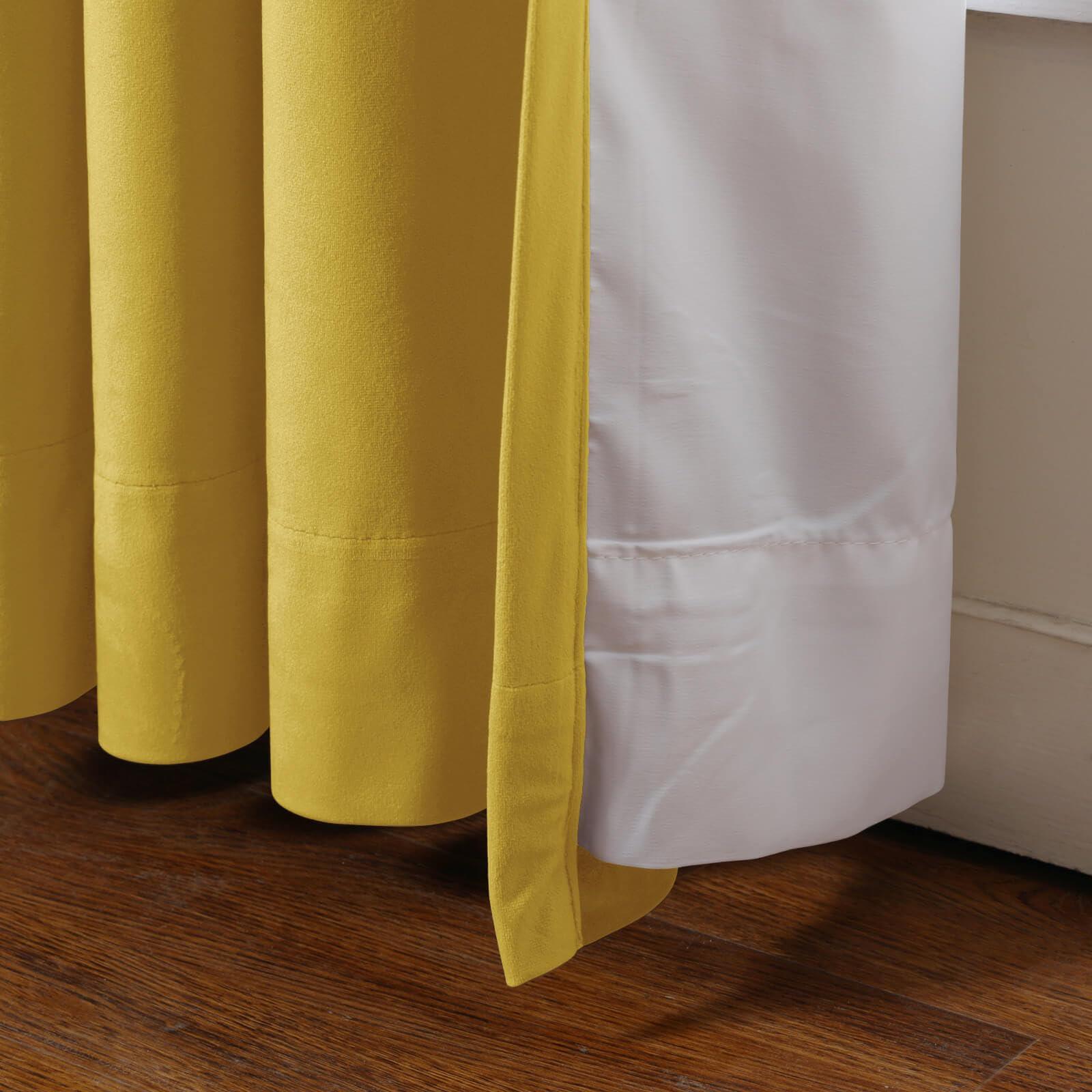 Drapifytex Drapifytex Solid Color Pinch Pleat Velvet Theater Curtain, 120 Inches Extra Long Bedroom Soft Velvet Thermal Insulated Blackout Drape for Track (Yellow,1 Panel)