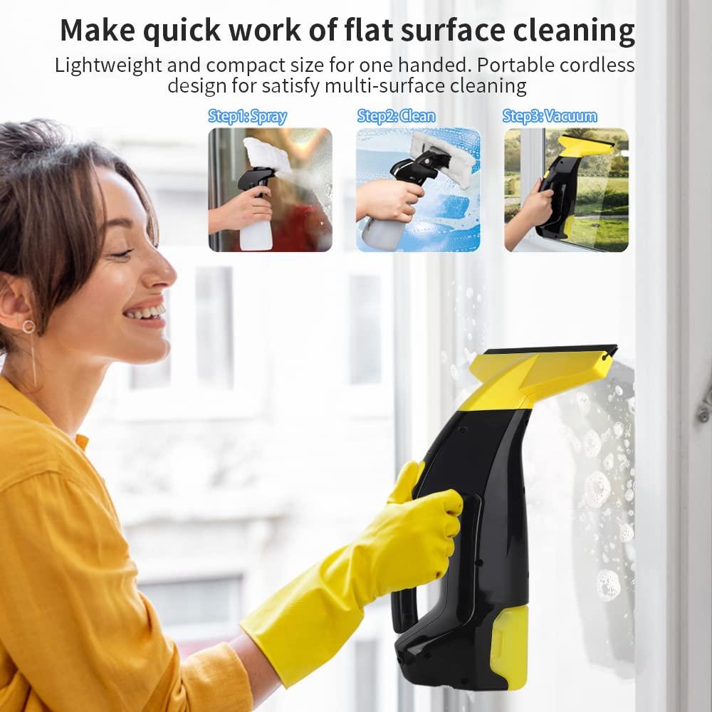 Eave Rechargeable Window Vac, Power Window Vacuum Cleaner Set, Window Squeegee Electric Cleaning Tool for Windows, Tiles, Mirrors, 200ml Water Tank