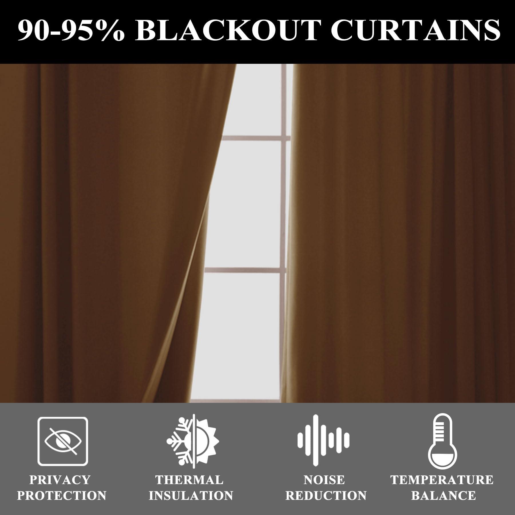 Fcosie Fcosie Extra Long Blackout Curtains Khaki (1 PC) - Flax Linen Drapes 288 Inches Long - 2 Story High Living Room Drapes Window Panel - Thermal Insulated Grommet Top Draperies, 50" W x 288" L