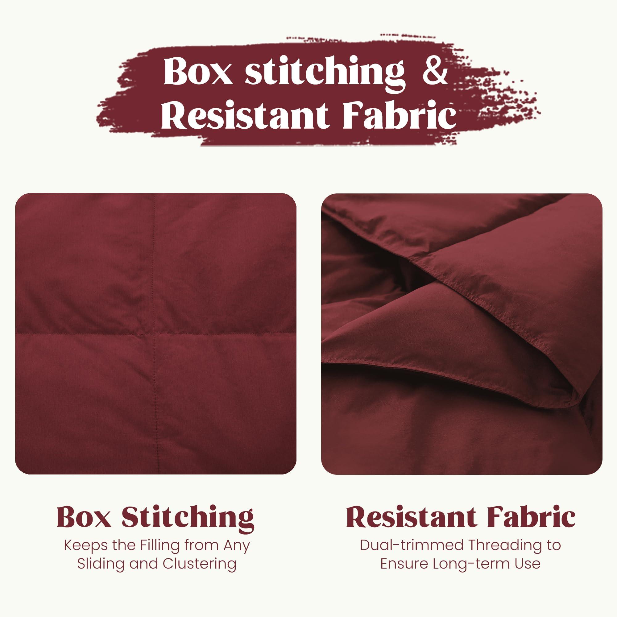 puredown Puredown Soft Feather Down Throw Blanket Lightweight Packable Couch Throw for Indoor and Outdoor Use, 50\"X70\", Wine