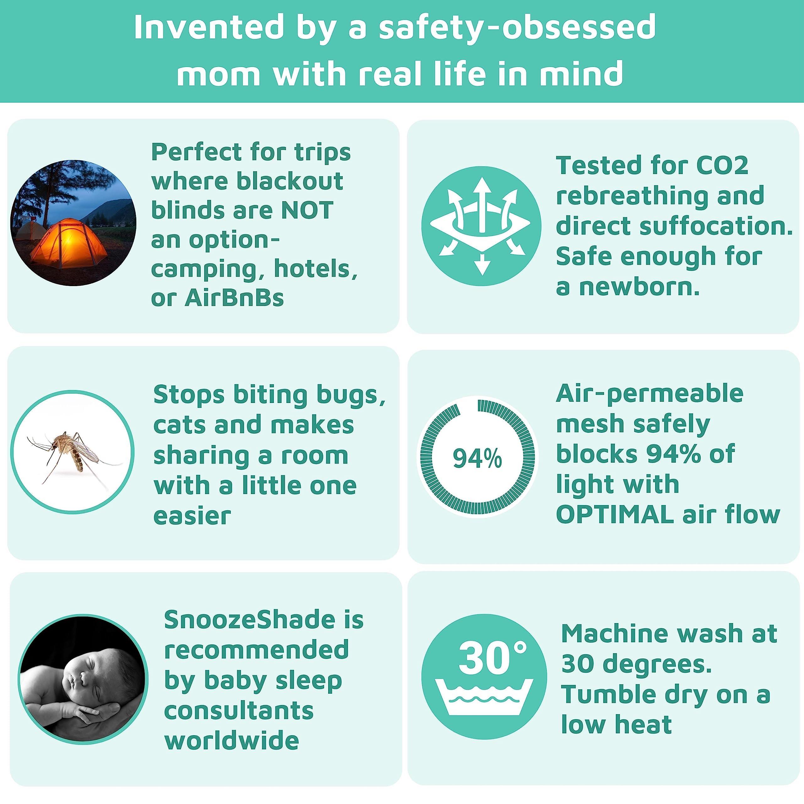 SnoozeShade SnoozeShade Pack n Play & Travel Crib Blackout Cover | Blackout Crib Cover & Pack and Play Black Out Cover | Mom-Invented Safety Tested with Optimal Airflow