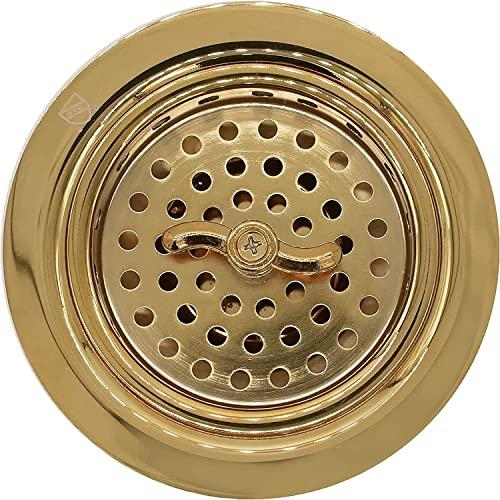 Westbrass Westbrass D213-01 3-1/2" Wing Nut Twist Style Large Kitchen Sink Basket Strainer, Single, Polished Brass