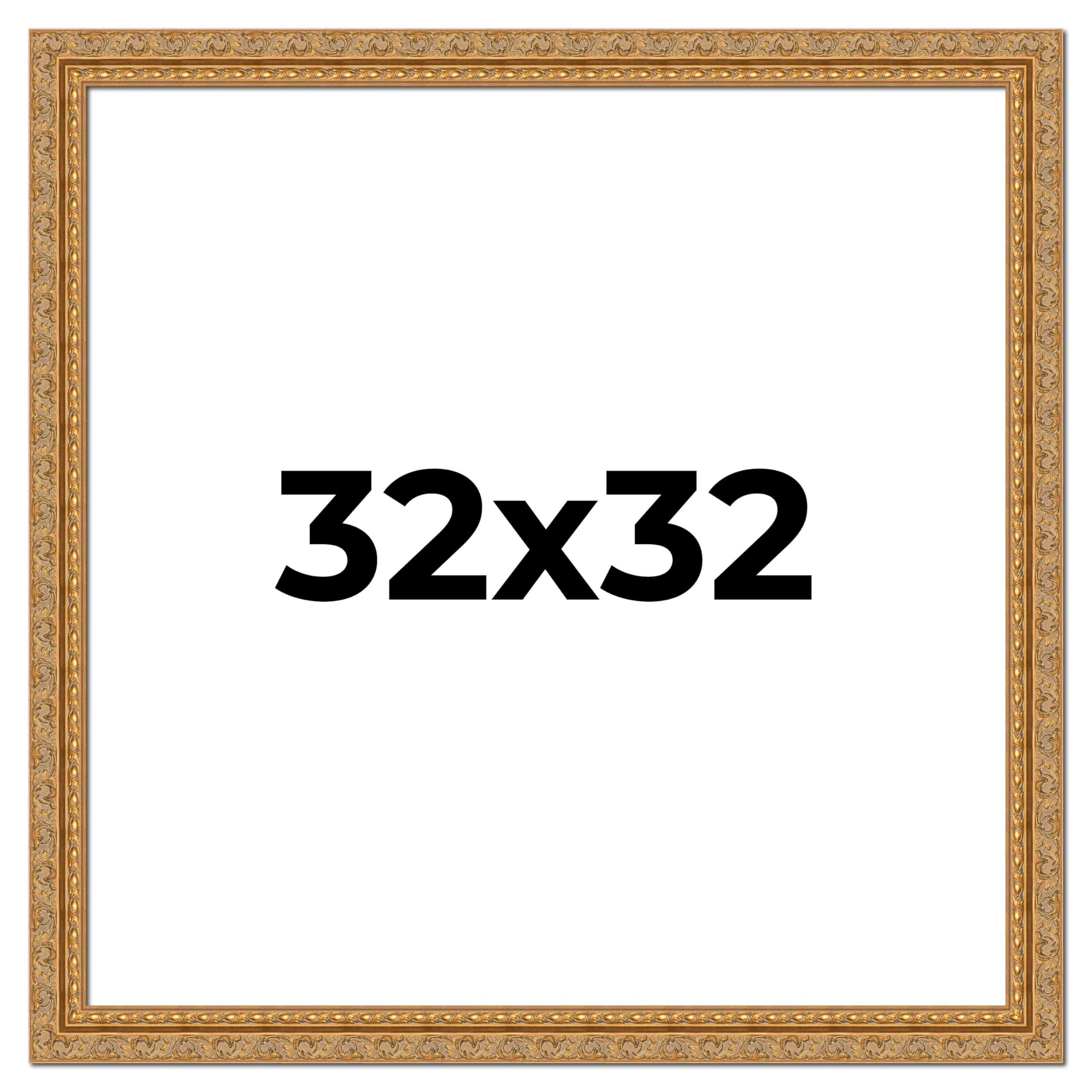 Poster Palooza Poster Palooza 32x32 Frame Gold Ornate Antique Solid Wood Picture Frame | 2 Inch Moulding Width | with UV Acrylic Plexiglass, Foam Board Backing & Hanging Hardware Included