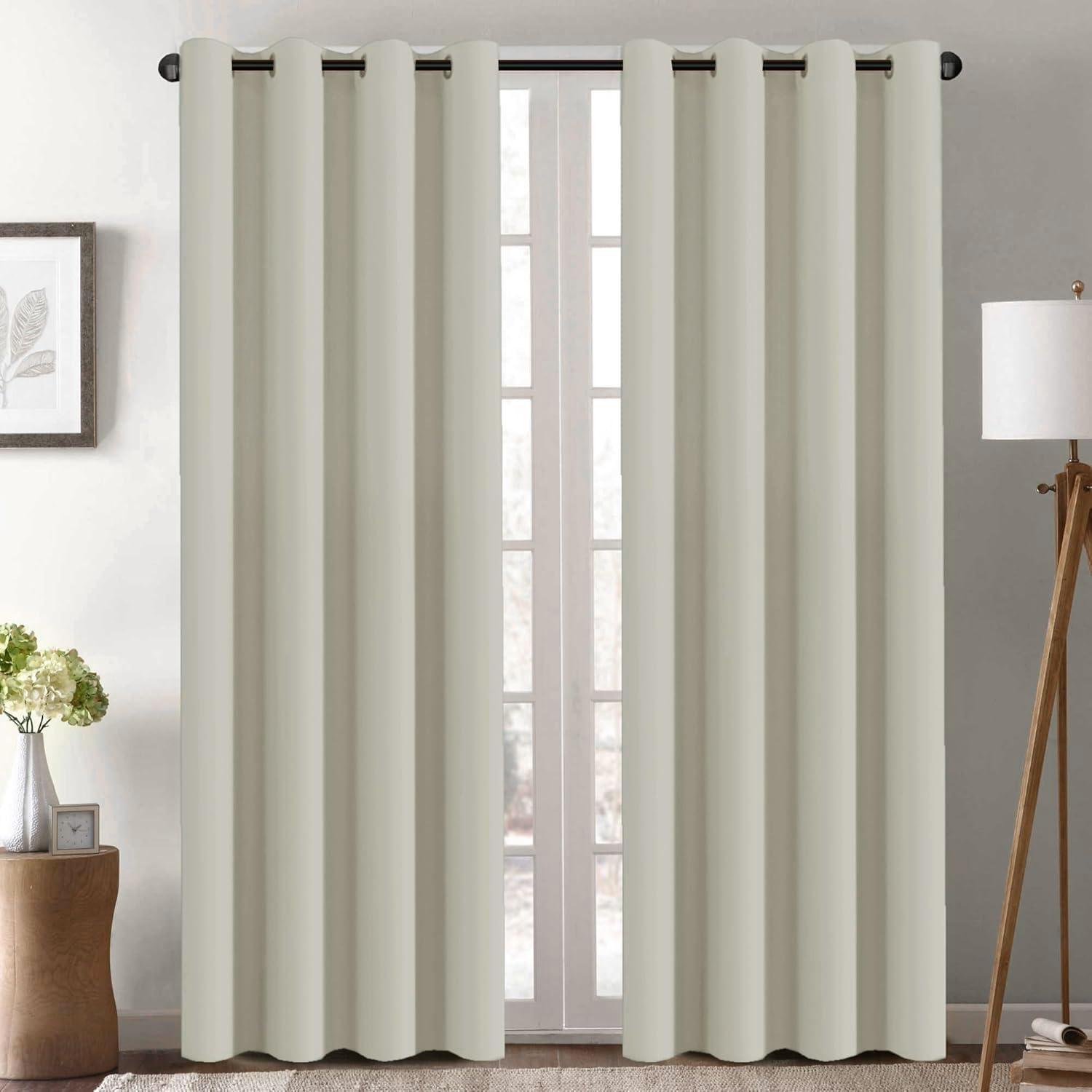 H.VERSAILTEX H.VERSAILTEX Blackout Curtain for Living Room Thermal Insulated Window Treatment Curtain Extra Long 96 inch Length Energy Saving Solid Grommet Top Blackout Drape, One Panel, Pale Oak, 52" W x 96" L
