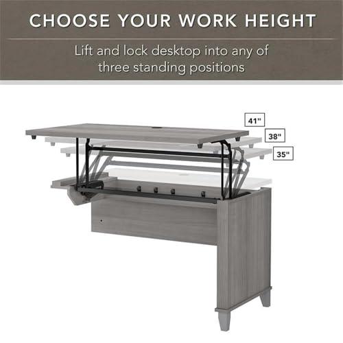 Bush Furniture Bush Furniture Somerset 72W 3 Position Sit to Stand L Shaped Desk with Hutch and File Cabinet in Platinum Gray