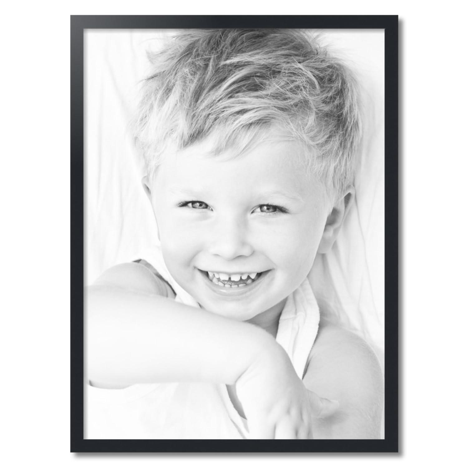 ArtToFrames ArtToFrames 28x38 Inch Black Picture Frame, This 1.25 Inch Custom MDF Poster Frame is Noir Black - Full Wrap, Great for Your Art or Photos - Comes with Economy Acrylic