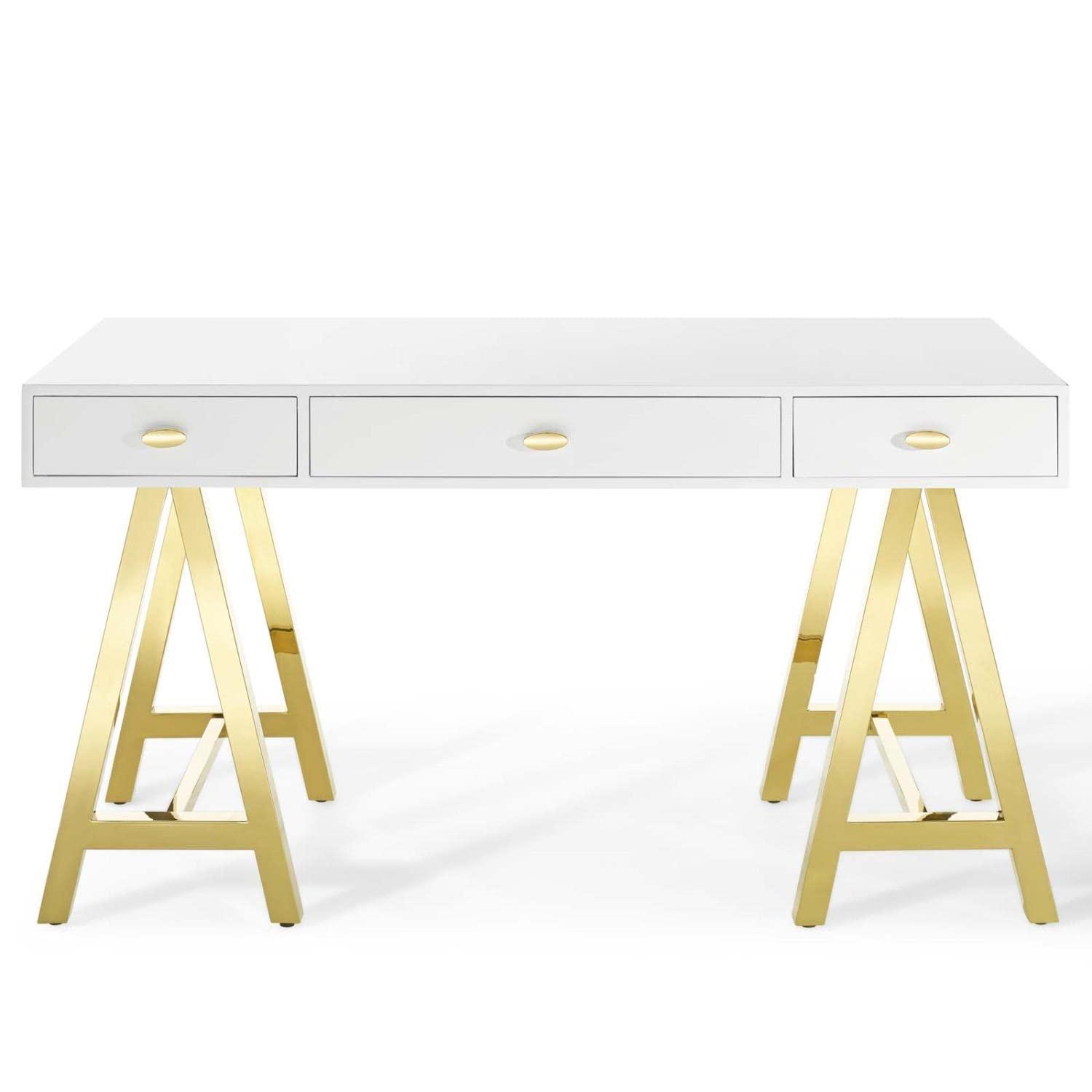 Modway Modway Jettison Office Desk, Gold White