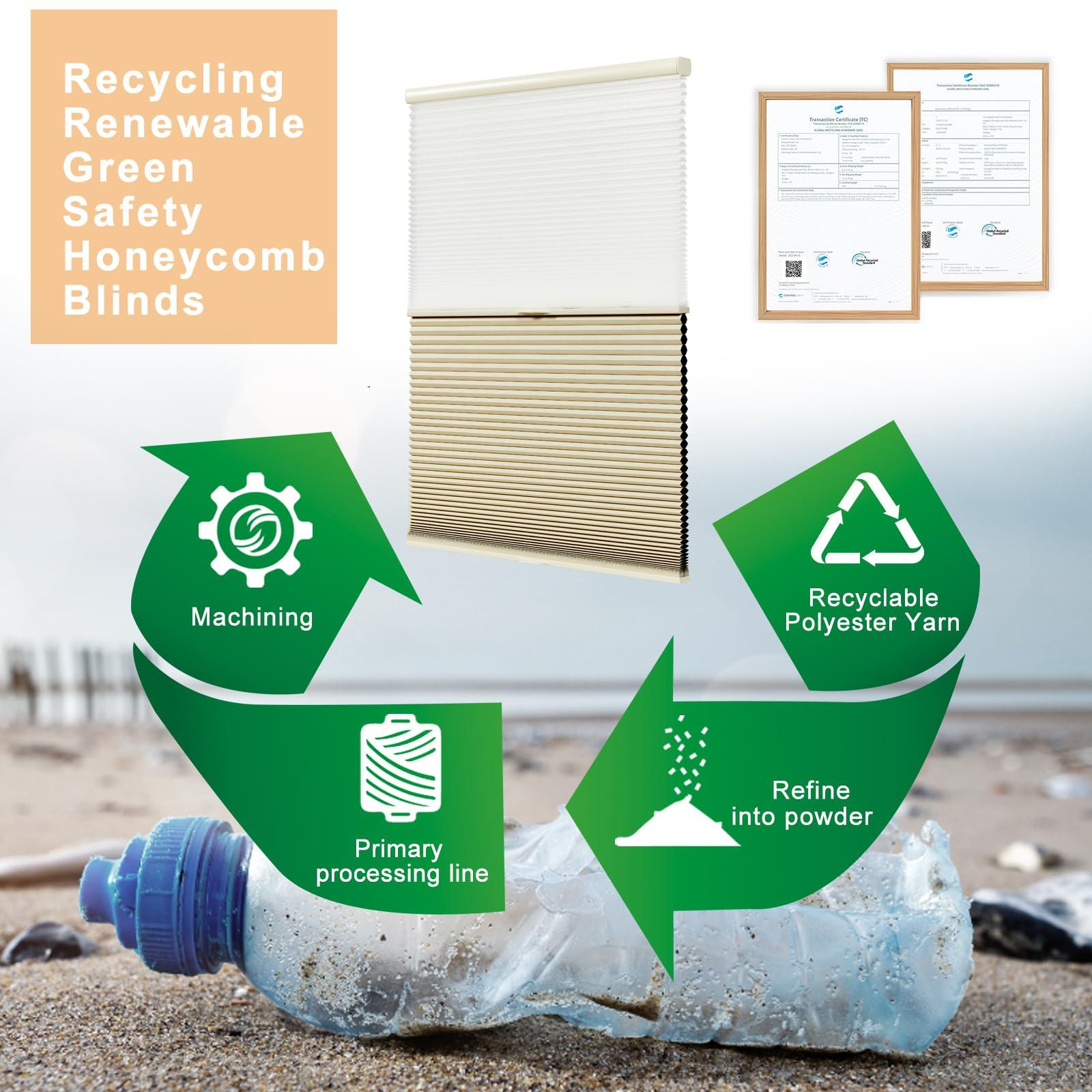 Persilux Persilux Top Down Bottom Up Cellular Cordless Shades with Sheer, Blackout Honeycomb Window Blinds for Windows Shade, Noise Reduction Room Darkening Cellular Blinds & Shades (20"W x 78"H, Light Beige)