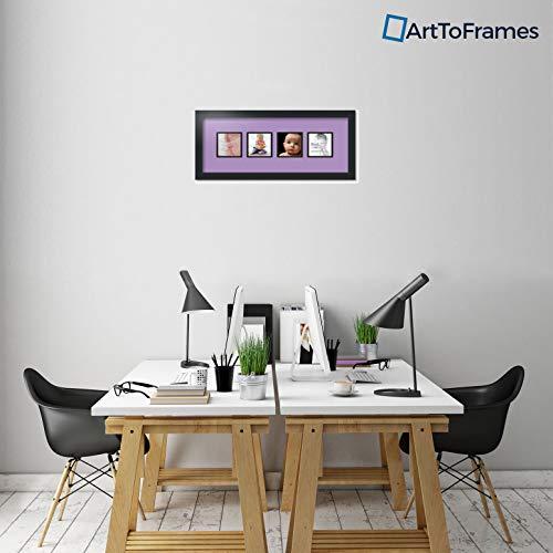 ArtToFrames ArtToFrames Collage Photo Frame Double Mat with 4 - 4x4 Openings and Satin Black Frame